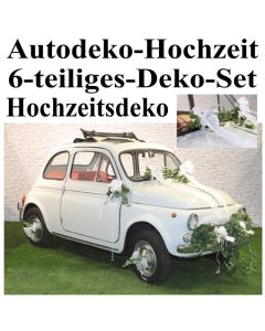 Autodekoration Hochzeit, 6-teiliges Deko-Set