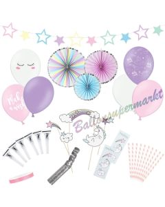 Deko-Set zum Kindergeburtstag, Einhorn Party, 35 Teile