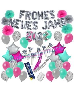 Silvester Dekorations-Set mit Ballons Frohes neues Jahr 2022 Silvestertraum, 54 Teile