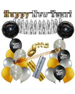 Silvester Dekorations-Set mit Ballons Happy New Year Glamour, 23 Teile