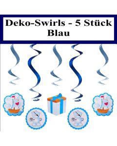 Deko Swirls Baby Dekoration, Deko-Wirbler zu Geburt, Taufe, Baby Party, Blau, Junge