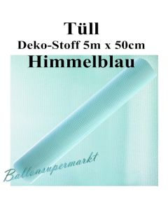 Tüll Deko-Stoff, Himmelblau, 5 Meter x 50 cm