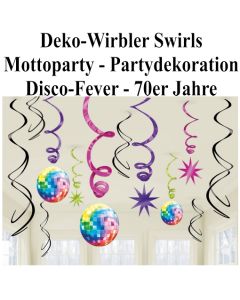 Disco Party, Mottoparty 70er Jahre, Deko-Wirbler, Swirls, Partydekoration