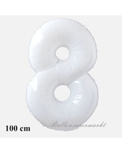 Großer weißer Luftballon Zahl 8