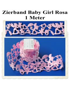 Deko-Zierband, Stoff-Schmuckband, Baby Girl, Rosa, Mädchen, Girl, 1 Meter