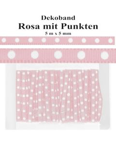 Deko-Zierband Punkte, Rosa, 5 m