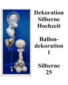 Ballondekoration Silberne Hochzeit 1, 25. Jubiläum, Silberne 25