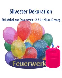 Silvester Dekoration: 30 Luftballons Feuerwerk, 2,2 Liter Ballongas Einweg