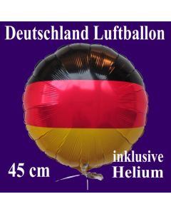 Deutschland Luftballon, Folienballon 45 cm mit den Deutschlandfarben, Ballon mit Helium-Ballongas