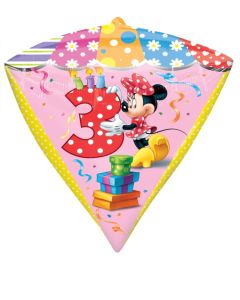 Diamonz Luftballon aus Folie Minnie Mouse zum 3. Geburtstag