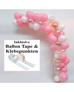 Wilde Ballongirlande Rosa-Weiß, 3 Meter