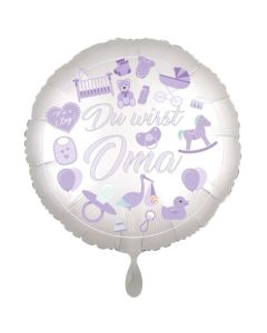 Du wirst Oma, Boy. Luftballon aus Folie, 43 cm, Satine de Luxe, weiß