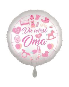 Du wirst Oma, Girl. Luftballon aus Folie, 43 cm, Satine de Luxe, weiß