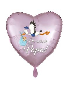 Du wirst Papa, Herzluftballon aus Folie, 43 cm, Satin de Luxe, rosa