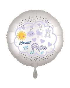 Du wirst Papa, Luftballon aus Folie, 43 cm, Satine de Luxe, weiß