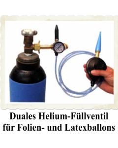 Duales Helium-Füllventil mit Schlauch für Latexballons, Bubbles und Folienballons