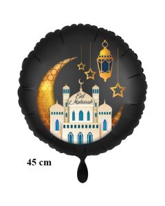 Eid Mubarak Luftballon aus Folie mit Helium-Ballongas, schwarzer Rundballon