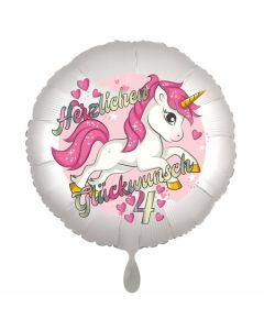 Einhorn Luftballon zum 4. Geburtstag