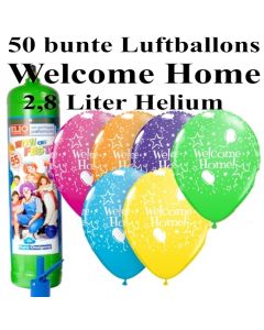 Ballons und Helium Midi Set Welcome Home, bunt mit Einwegbehälter
