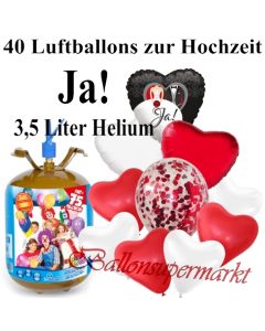 Ballons und Helium Midi Set, Ja! mit Einwegbehälter