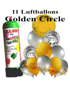 Ballons und Helium Mini Set, Golden Circle mit Einwegbehälter