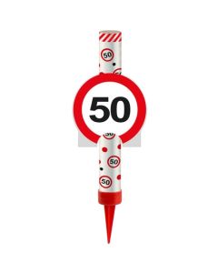 Eisfontäne Verkehrsschild 50, Dekoration zum 50. Jubiläum und Geburtstag