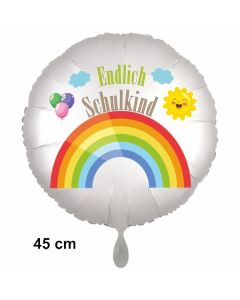 Endlich Schulkind. Luftballon aus Folie, 45 cm, inklusive Helium, Satin de Luxe, weiß