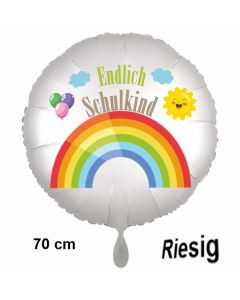 Endlich Schulkind. Luftballon aus Folie, 70 cm, inklusive Helium, Satin de Luxe, weiß