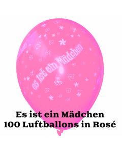 Es ist ein Mädchen, Luftballons in Rosé, 100 Stück