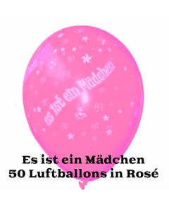 Es ist ein Mädchen, Luftballons in Rosé, 50 Stück
