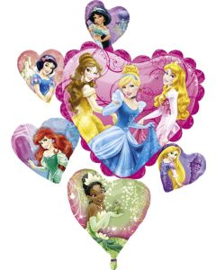 Princess Hearts Luftballon, grosser Ballon mit den Prinzessinnen, Herzen, Clusterballon