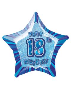 Sternballon, Prismatik, Happy 18TH Birthday zum 18. Geburtstag, blau