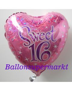 Folienballon, Sweet 16, zum 16. Geburtstag, holografisch