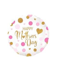 Happy Mothers Day,  Pink & Gold Dots aus Folie mit Helium