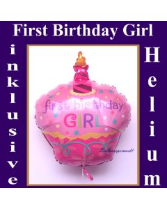Luftballon zum ersten Geburtstag mit Helium Ballongas, First Birthday Girl