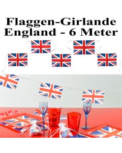 Flaggenbanner Girlande England, 6 Meter, Union Jack