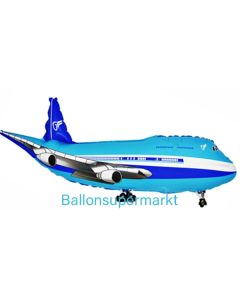 Flugzeug Luftballon aus Folie in blau mit Ballongas Helium