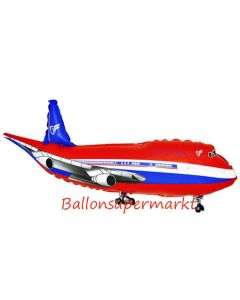 Flugzeug Luftballon aus Folie in rot ohne Ballongas Helium