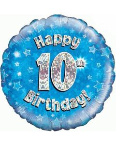 Luftballon aus Folie zum 10. Geburtstag, Happy 10th Birthday Blue