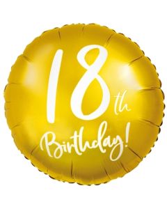 Luftballon aus Folie Zahl 18 Gold, zum 18. Geburtstag, inklusive Helium