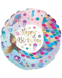 Shimmering Mermaid Birthday Iridescent,  Luftballon aus Folie mit Helium