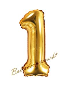 Luftballon Zahl 1, gold, 35 cm