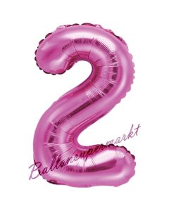 Luftballon Zahl 2, pink, 35 cm