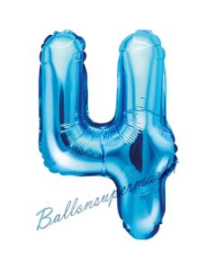 Luftballon Zahl 4, blau, 35 cm