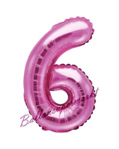 Luftballon Zahl 6, pink, 35 cm