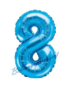 Luftballon Zahl 8, blau, 35 cm