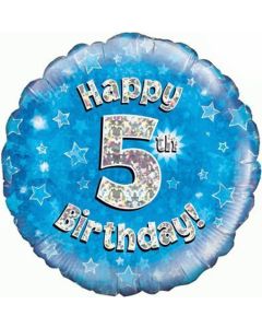 Luftballon aus Folie zum 5. Geburtstag, Happy 5th Birthday Blue