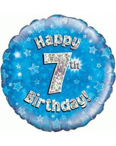Luftballon aus Folie zum 7. Geburtstag, Happy 7th Birthday Blue