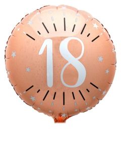 Luftballon aus Folie mit Helium, Rosegold 18, zum 18. Geburtstag und Jubiläum