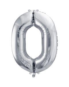 Luftballon aus Folie, Zahl 0, Silber